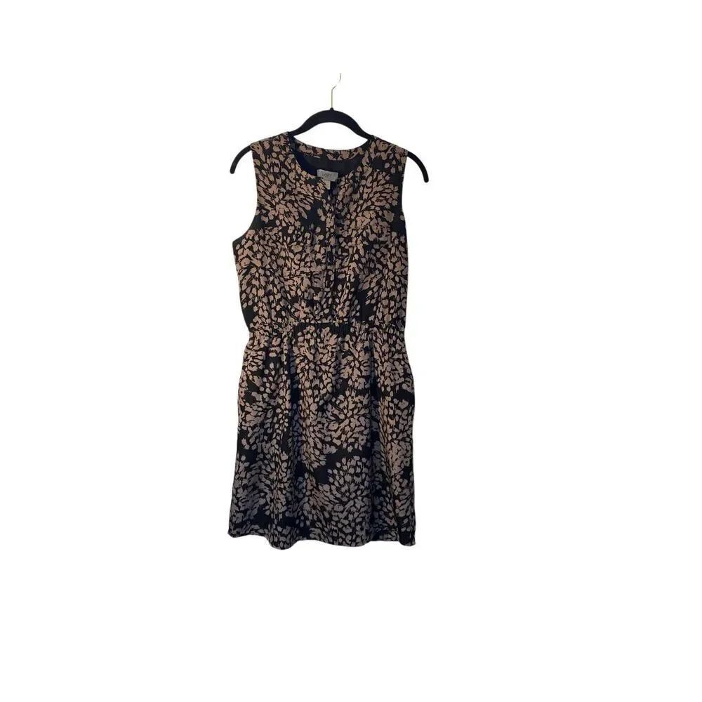 Loft women’s brown and black animal, print short sleeve dress 4